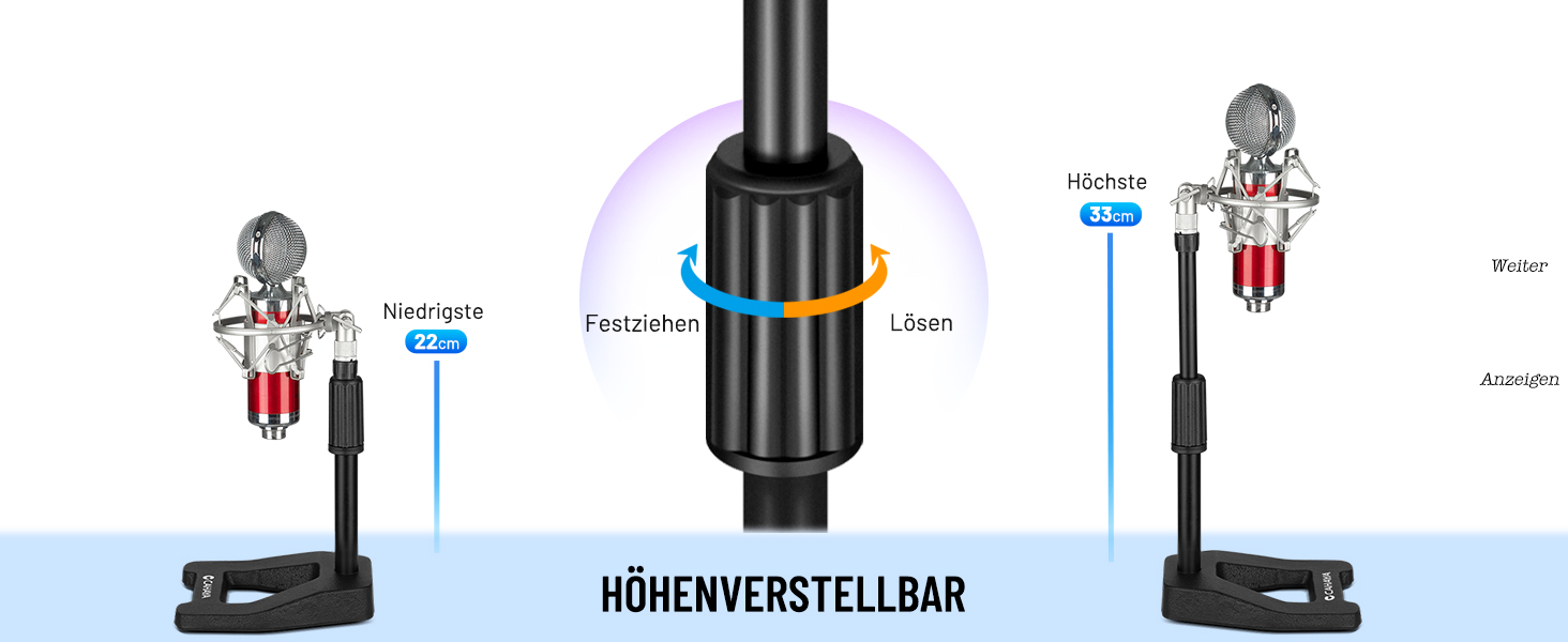 Настільний мікрофонний тримач CAHAYA 3 в 1: Регульований тримач з поворотним кріпленням 180° та кліпсою для мікрофона, підходить для конференцій, ігор та стрімінгу, CY0360 (A-подібна основа)