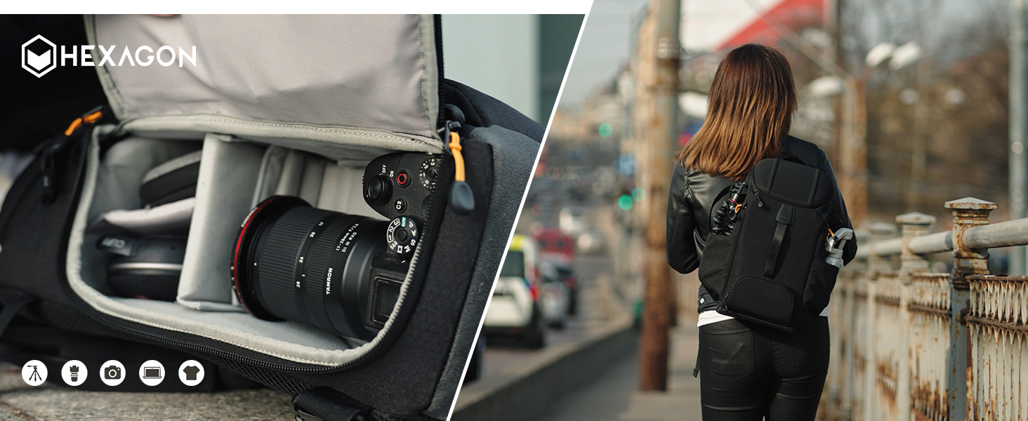Сумка для камери Tarion Sling: фотосумка на плече для DSLR, об'єктивів, штативів та аксесуарів (чорна)