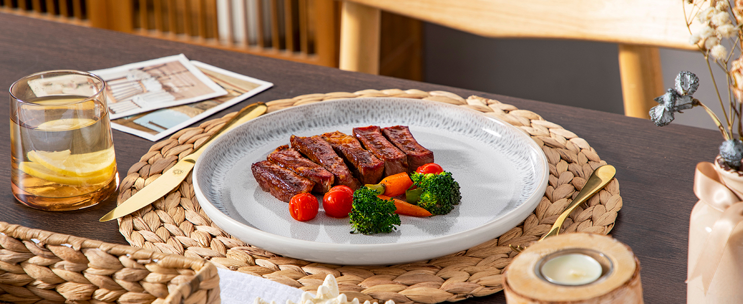 Набір посуду на 6 осіб vancasso SNOW, 24 елементи: тарілки, супові тарілки, миски, салатники, бежевий, для посудомийної машини, для мікрохвильової печі