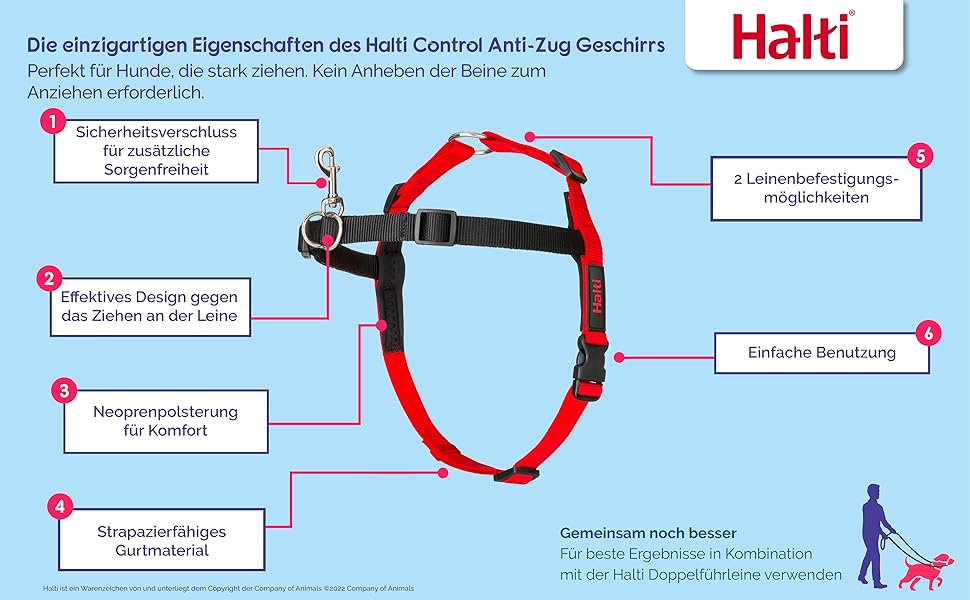 Шлейка HALTI Front Control для собак - запобігає потягування, м'який контроль, легке регулювання (S)