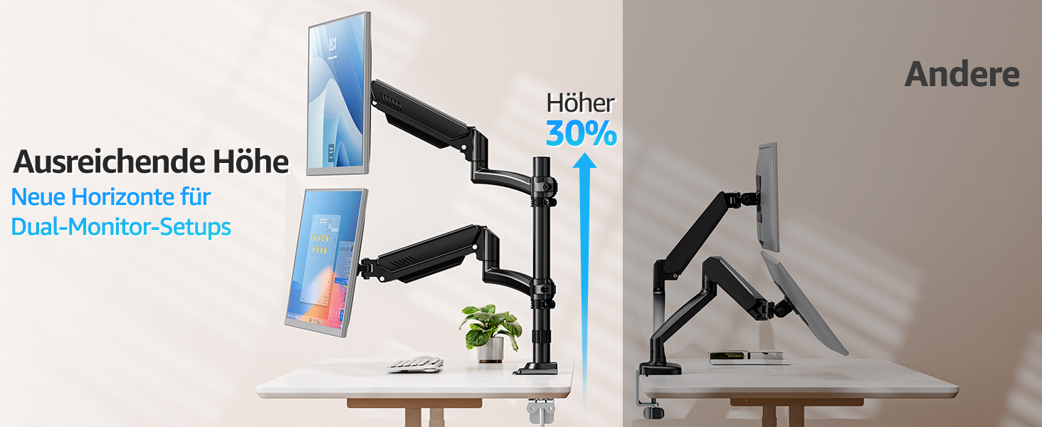 Кріплення для монітора MOUNTUP - 2 монітори, 13-32 дюйми, регульоване, VESA 75/100mm, 2-10 кг, EU6016B