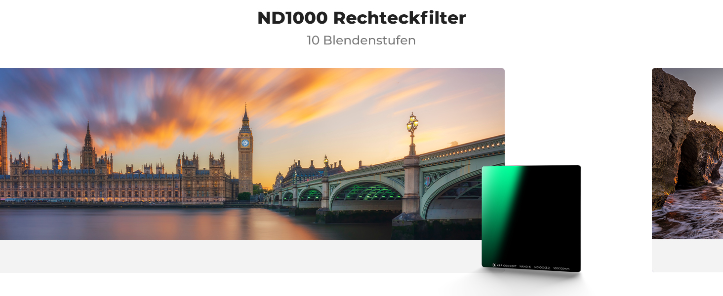 Набір фільтрів K&F Concept Nano-X: квадратний фільтр, ND1000, фільтр-утримувач, 8 адаптерних кілець