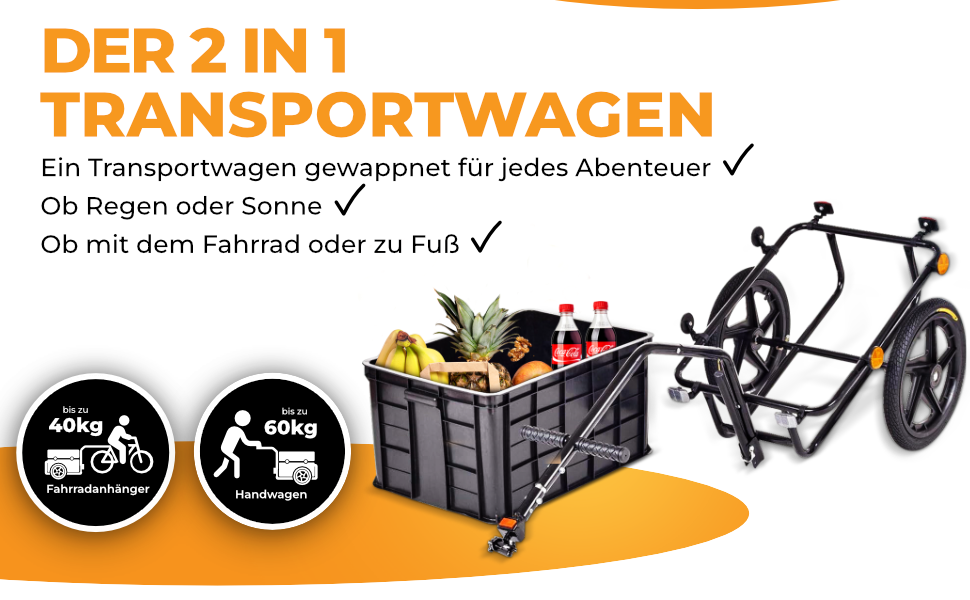 Причіп для велосипеда SAMAX 70 літрів / 60 кг, вантажний, з кріпленням, чорний