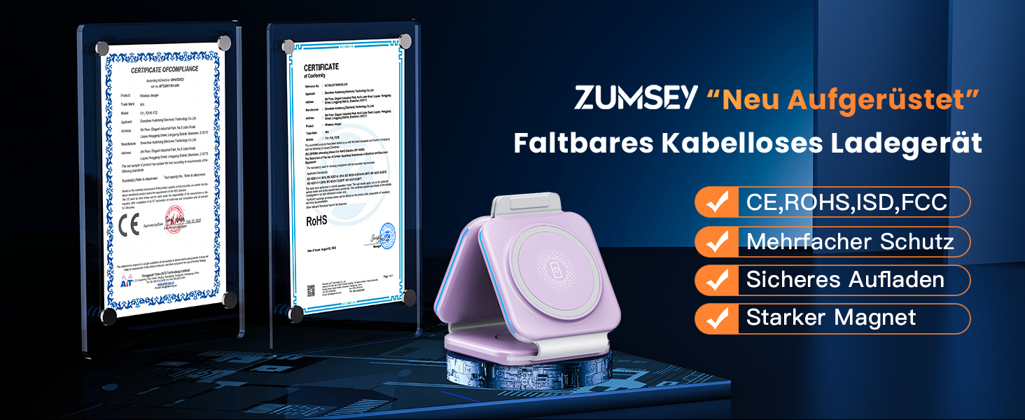 3-в-1 Бездротова зарядка: для Apple Watch, iPhone та AirPods (фіолетовий)