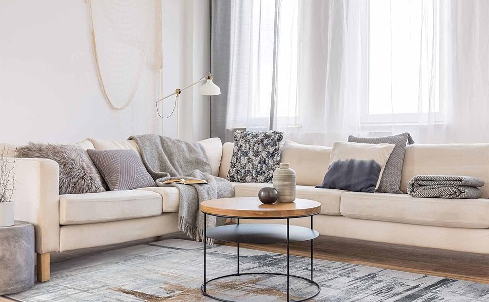 Килимок Tinyboy-HBQ для вітальні та спальні: сучасний дизайн, короткий ворс, сірий (80 x 120 см)