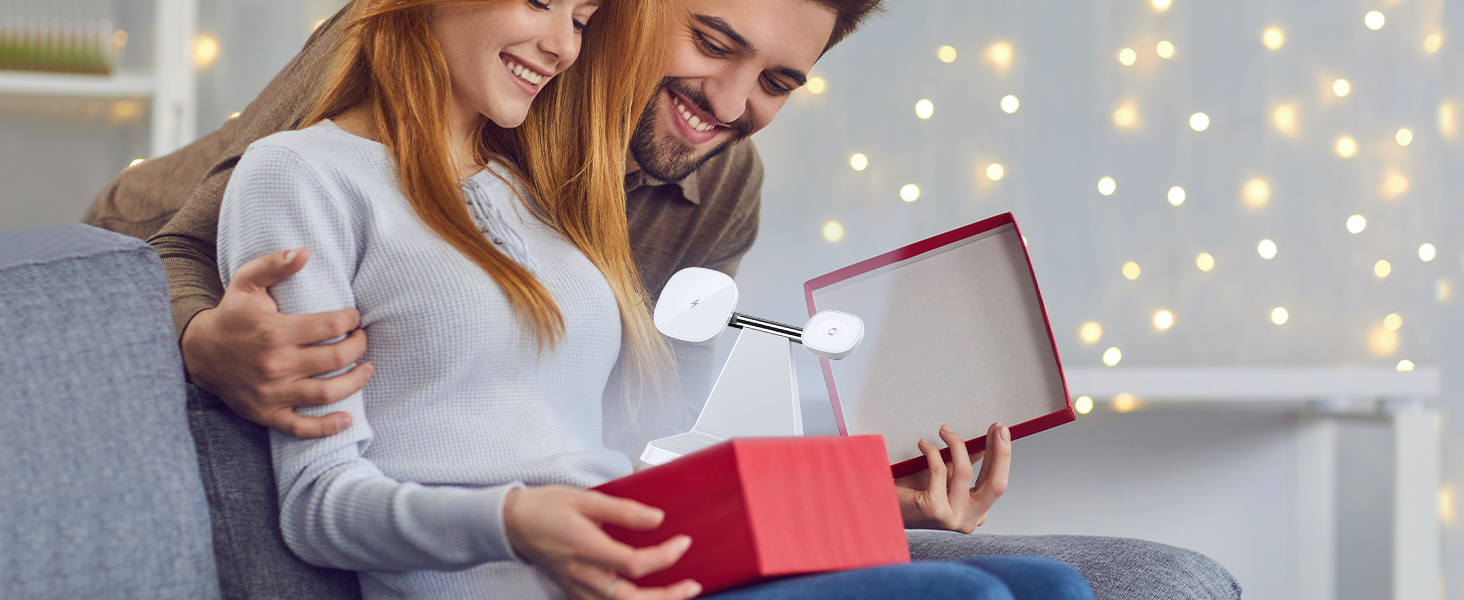 Бездротовий зарядний пристрій MagSafe 3-в-1 для iPhone: зарядка для Apple Watch та AirPods, сумісна з iPhone 16, 15, 14, 13, 12 (білий)