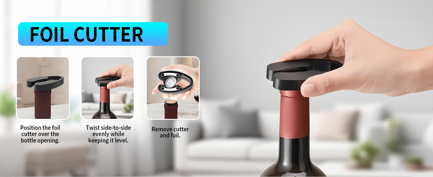Електричний відкривачка вин CIRCLE JOY 6-в-1 з зарядною станцією, набір з нержавіючої сталі, з різаком фольги, аератором та 2 вакуумними закривачами