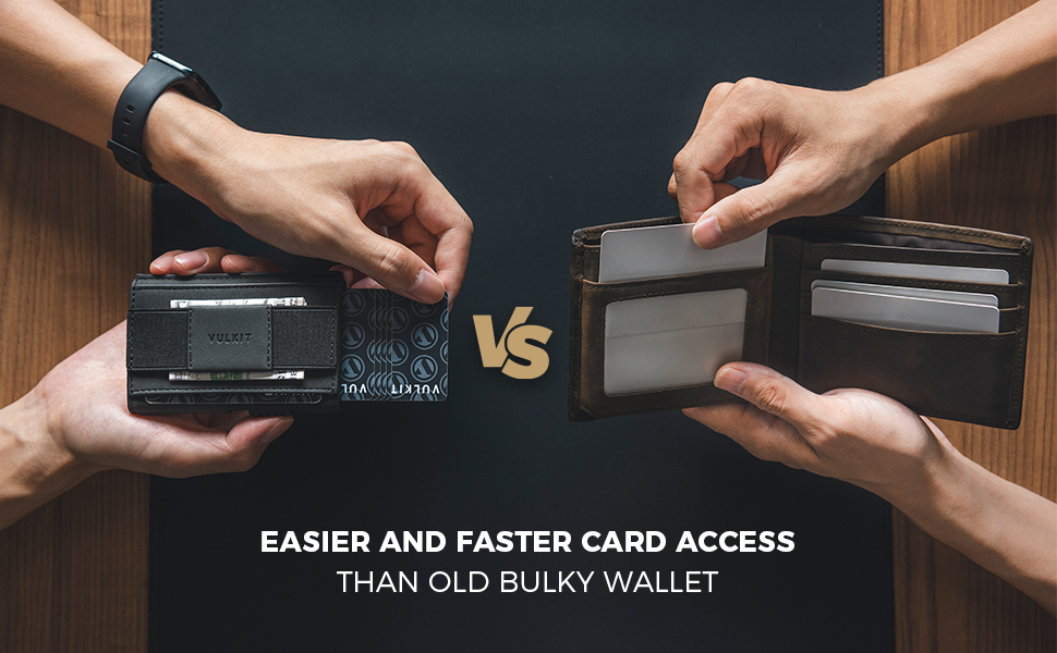 Гаманець VULKIT Leder Slim з вікном для документів та затискачем для грошей, автоматичний висувний картхолдер з алюмінію, RFID/NFC захист, коньячний колір