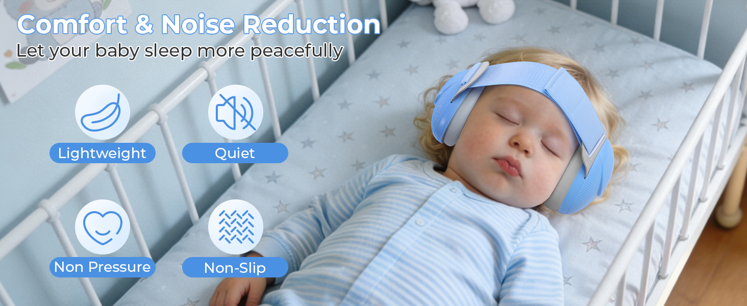 Навушники для захисту слуху для малюків 0-48 місяців (блакитні) - сертифіковані CE та ANSI