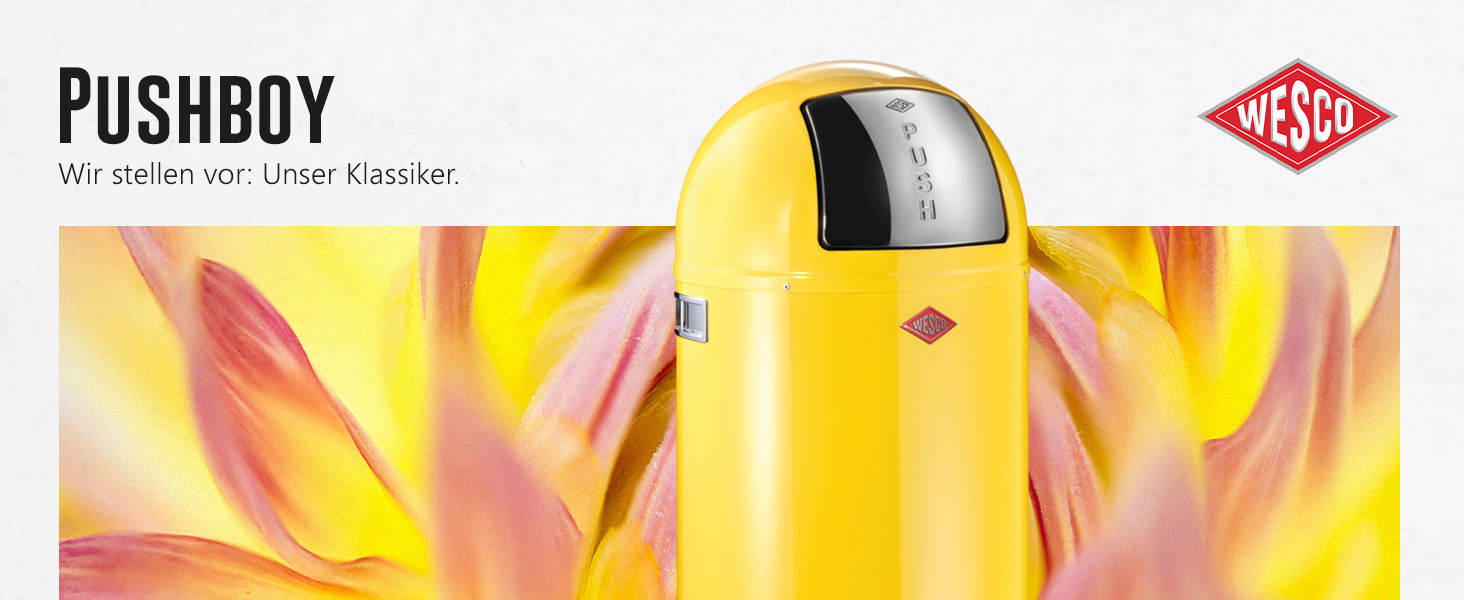 Відро Wesco Pushboy 50 л з нержавіючою сталлю, жовте, знімний внутрішній контейнер