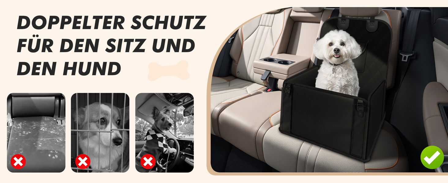Автокрісло для собак - стабільне, водонепроникне, з підсиленими стінками та ременями безпеки, чорне