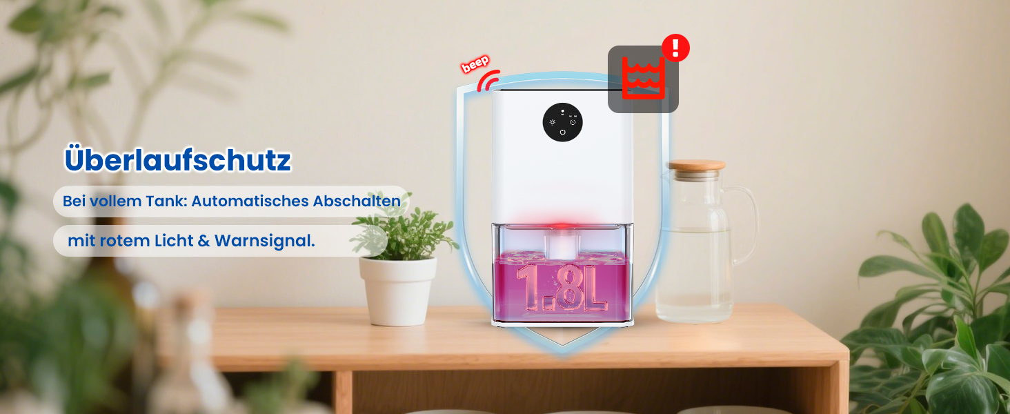 Електричний осушувач повітря для підвалу та квартири: 1800 мл, з таймером, нічним світлом, автоматичним відтаванням, тихий режим, 7 кольорів