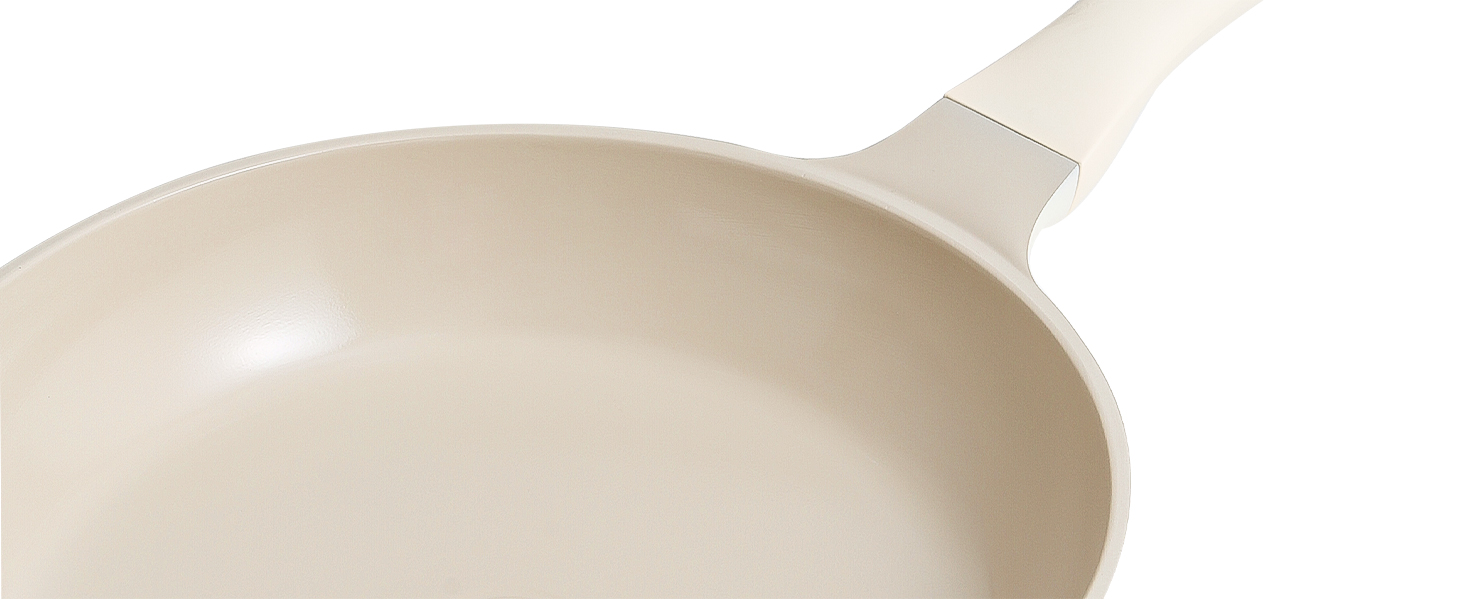 Redchef 28cm Ceramic Non-Stick Frying Pan with Lid - Induction Compatible, Durable, PTFE, PFOA & PFAS Free (Beige)