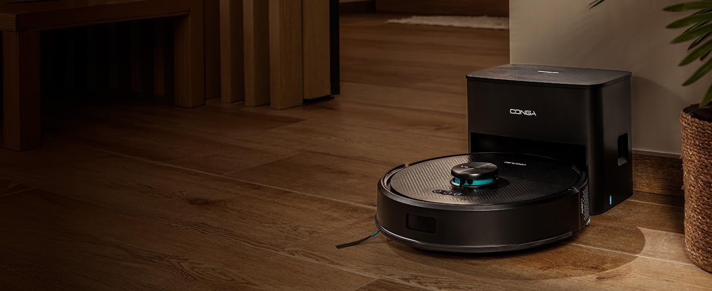 Робот-пилосос та робот-мийник Cecotec Conga Y50 X-Treme з автопорожненням. Лазерна навігація, потужність всмоктування 5000Pa, база з баком 3л, мультифункціональна щітка, керування через додаток