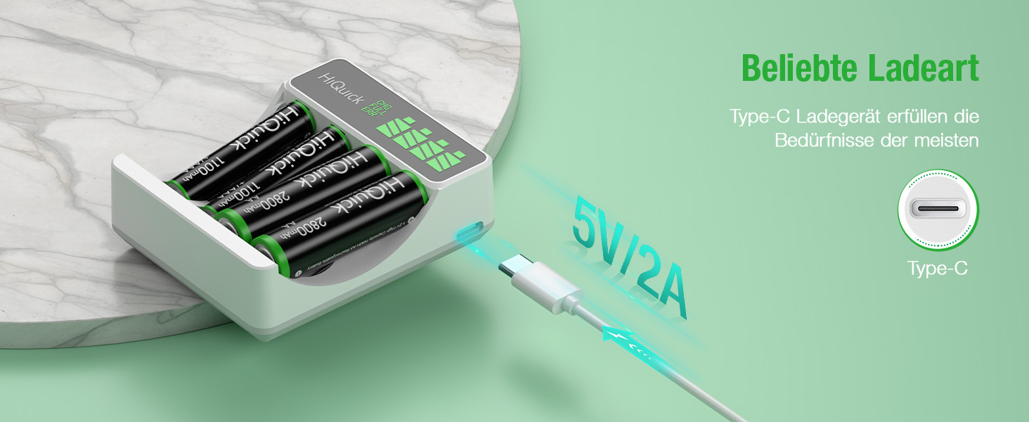 Зарядний пристрій HiQuick для акумуляторів NI-MH/NI-CD AA/AAA з LCD-дисплеєм, 4 слоти, швидка зарядка