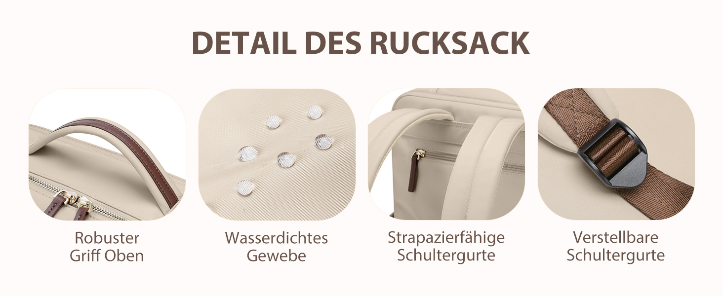 Рюкзак для ноутбука 16 дюймів, водонепроникний, для чоловіків та жінок, для подорожей, школи, велосипеда та повсякденного використання, кольору абрикос