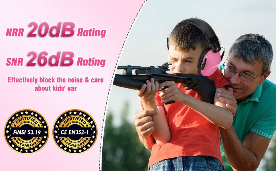 Навушники для захисту від шуму для дітей - комфортні, складні, для школи, аутизму, сну, навчання, ADHD, феєрверків, концертів (1 шт., темно-рожевий)