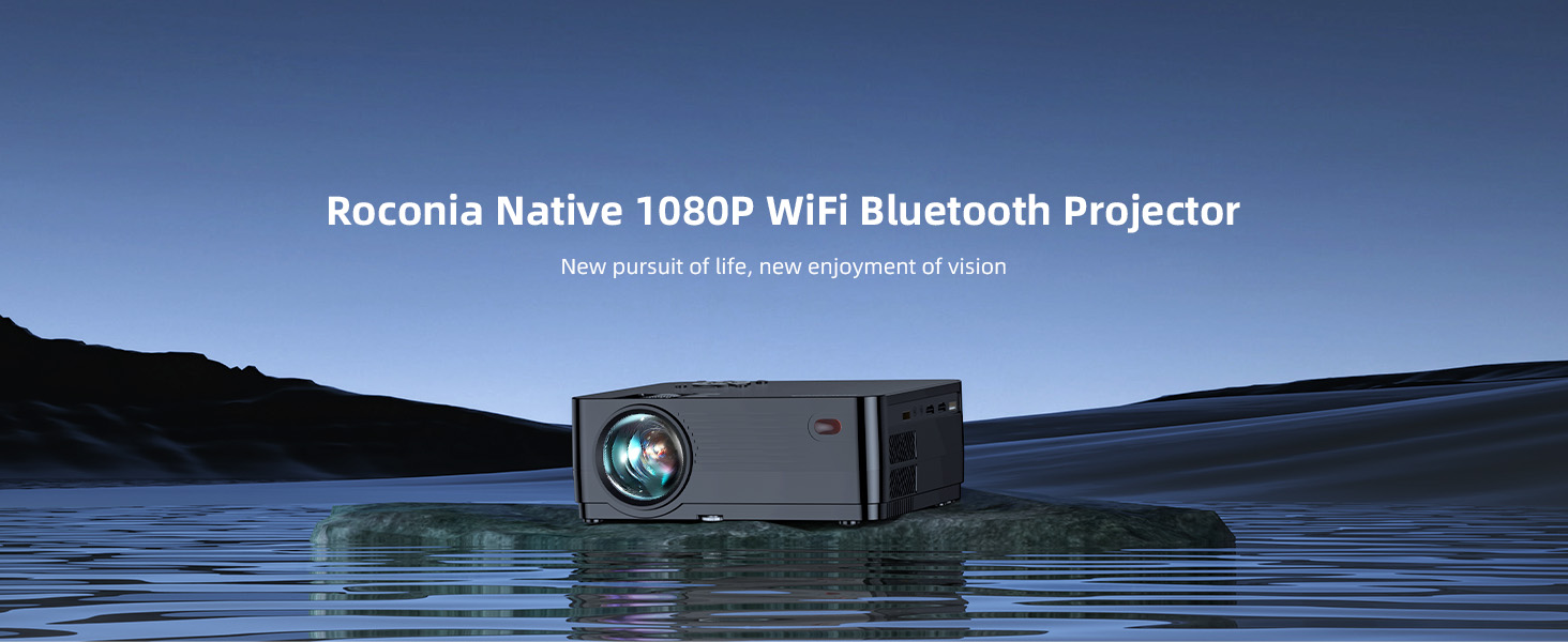Портативний проєктор DVD Full HD Bluetooth з Wi-Fi, 4K, 20000LM, 1080P, 250 дюймів, для iOS/Android/TV-Stick/PS4/HDMI (Чорний)