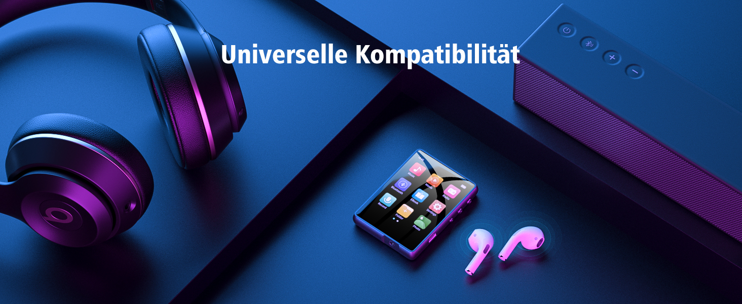 MP3 плеєр Mechen Bluetooth 32GB з динаміком, USB-C, FM-радіо, записом, Hi-Fi звук, тривалий час роботи, підтримка карт пам'яті, чорний