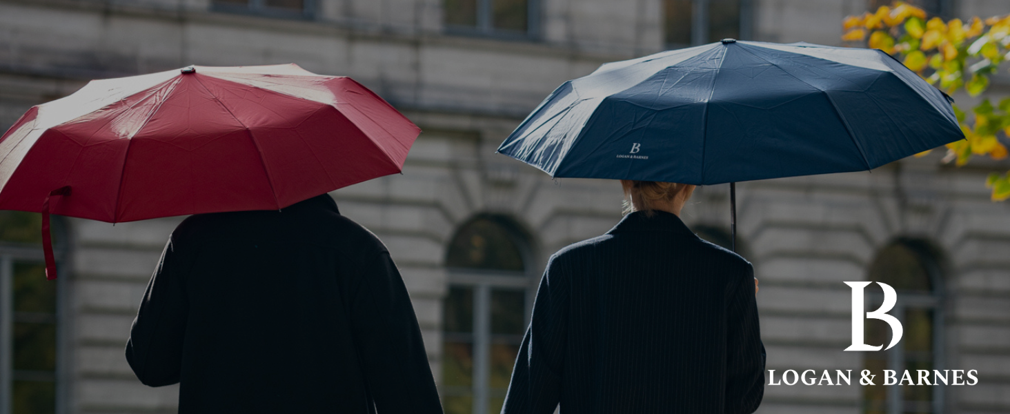 LOGAN & BARNES Парасолька штормостійка до 140 км/год - компактна, з тефлоновим покриттям, модель Boston, синього кольору