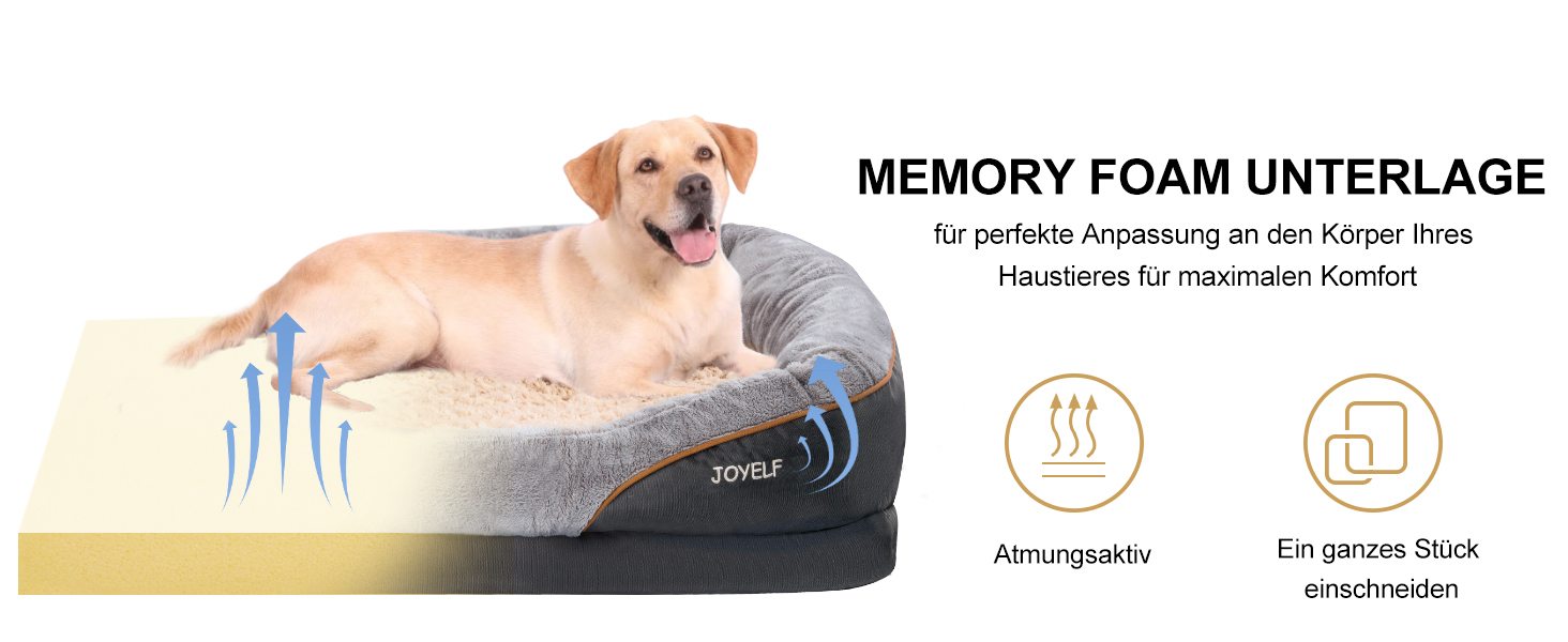 Ортопедичне ліжко для собак Joyelf з піною з пам'яті, 68x50x15 см, знімний чохол, іграшка в подарунок