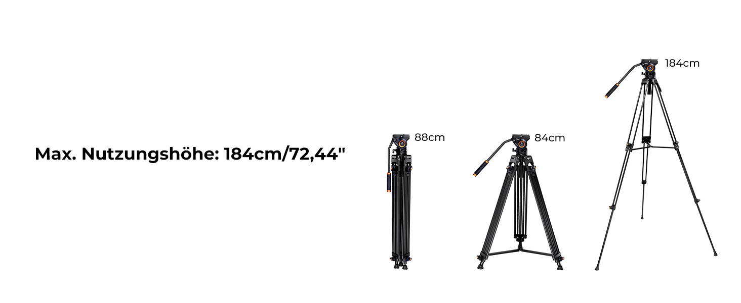 Штатив для камери K&F CONCEPT VA18+ VH081: професійний відеоштатив з поворотним кріпленням, 184 см, для DSLR та відеокамер