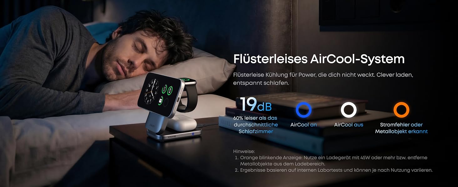 Зарядна станція Anker Prime 3-in-1 Qi2 25W з системою охолодження AirCool, бездротовий зарядний пристрій, чорний