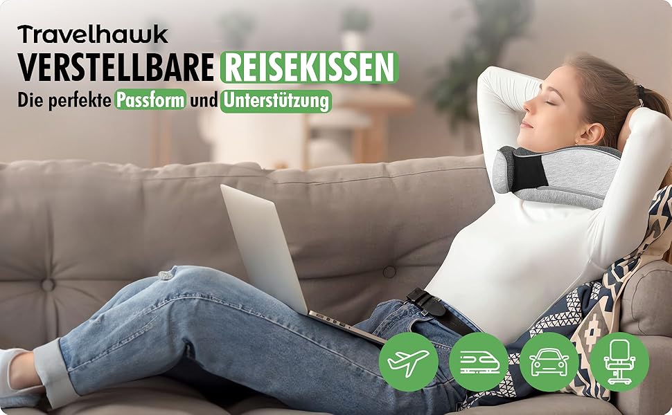 Подушка для шиї Näckenkissen: U-подібна подушка з Memory Foam, маска для сну та навушники.