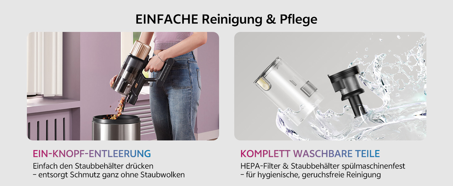 Бездротовий пилосос Ultenic з акумулятором, 600W, 55000Pa, 65 хвилин роботи, GreenEye технологія, телескопічна труба, самостійна парковка, 6-шарова фільтрація, щітка Anti-Tangle, для шерсті тварин/килимів/твердих підлог