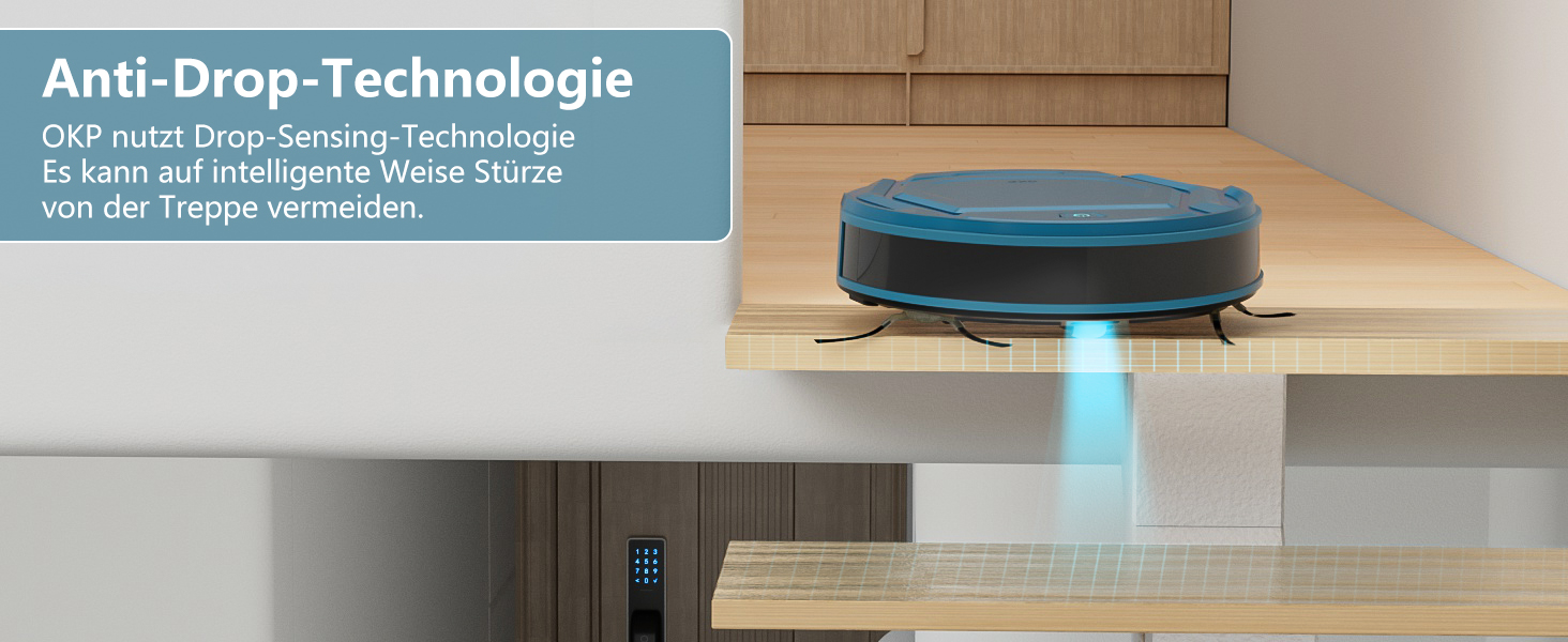 Робот-пилосос OKP, 3000Pa, з Wi-Fi, керуванням через додаток/Alexa, для шерсті тварин, килимів та твердих підлог, самостійна зарядка, K2P