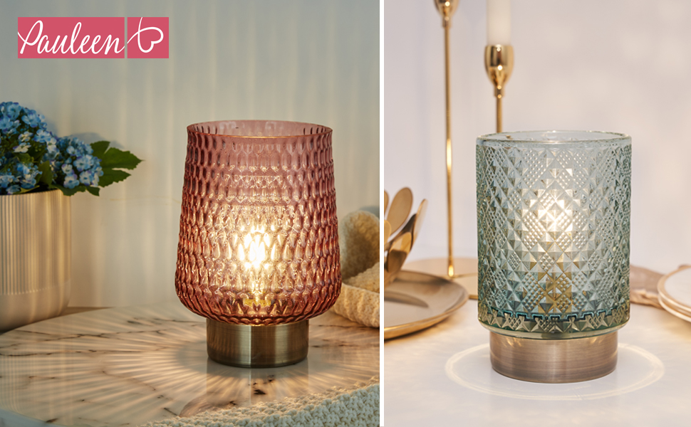 LED мобільна настільна лампа Pauleen 48309 з таймером, сірий колір, ефект мерехтіння, працює від батарейок