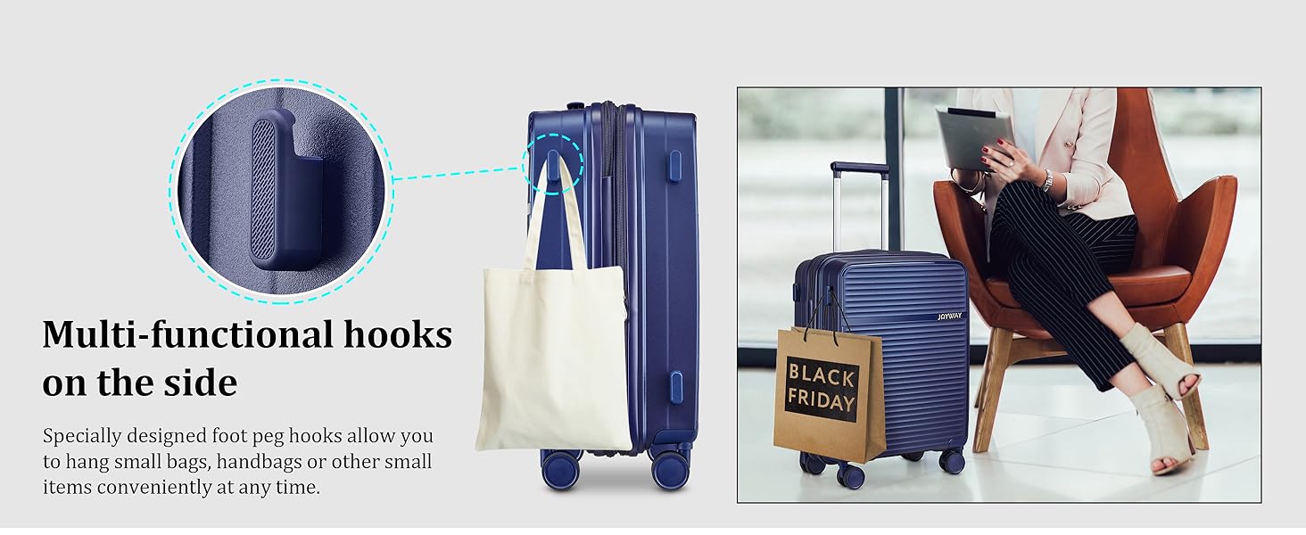 Набір валіз Joyway 4 шт. з жорстким корпусом та TSA-замком, розширюваний, чорний (блакитний)