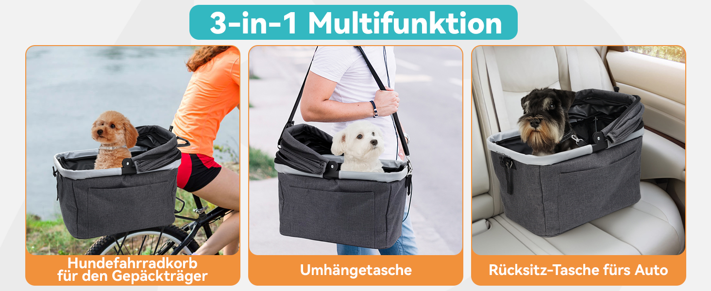 Кошик для велосипеда для собак до 12 кг з металевим каркасом, швидкознімний кріплення, сітчасте вікно, м'яке сидіння, світловідбиваючі смуги, складаний, для міських велосипедів