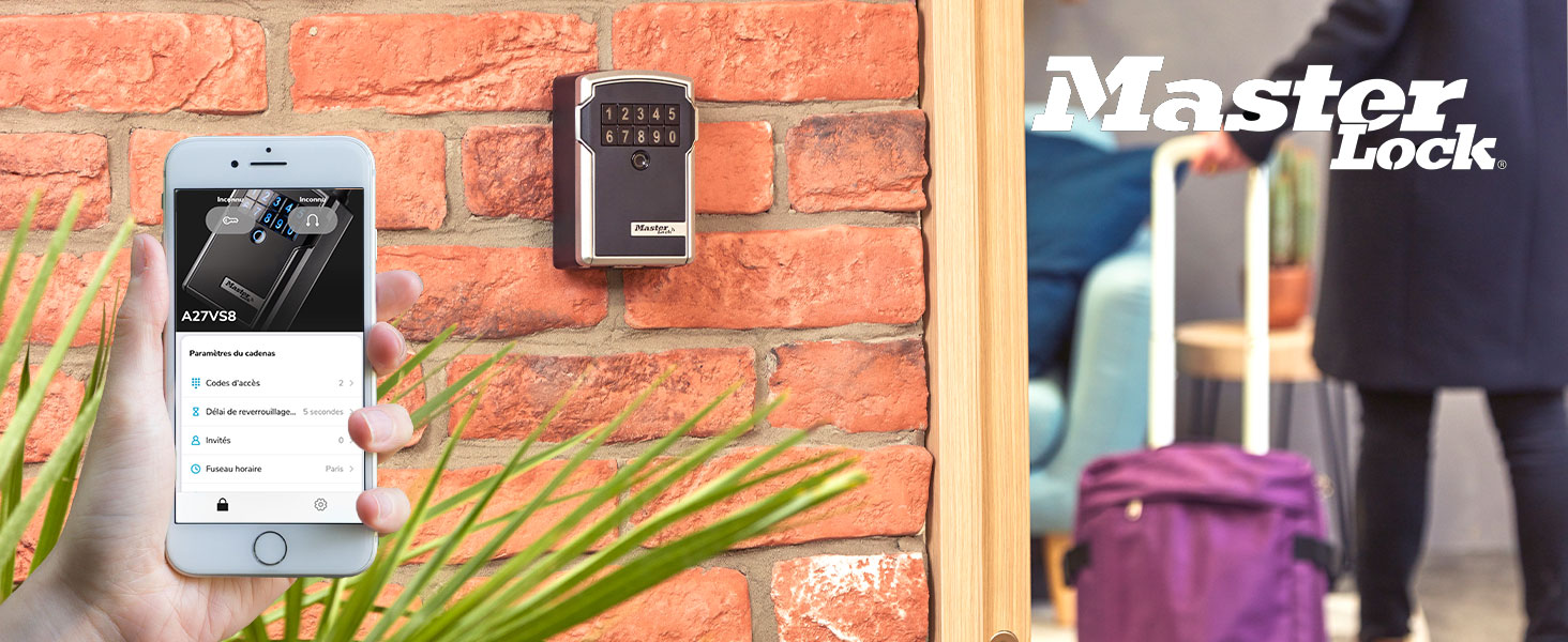 Сейф для ключів Master Lock Smart Connected з Bluetooth та кодовим замком, настінний, шифрування за військовим стандартом, 12.7x8.3x5.9 см