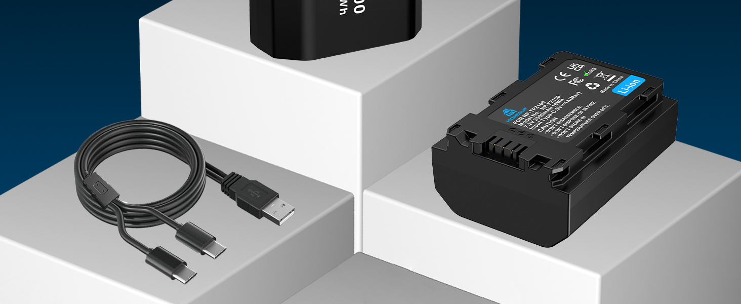 Акумулятор NP-FZ100 Homesuit 2280mAh та подвійний зарядний пристрій для камер Sony ZV-E1, FX3, FX30, A7RIII, A7RV, A7RIV, A7SIII, A7III, A7IV, A7C, A7CII, A6600, A6700, Alpha A1, A9, A9II, A9III, 9R, A9R, 9S (2 шт.)