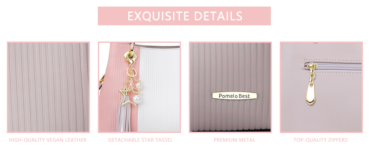 Сумка Pomelo Best жіноча через плече багатокольорова смугаста з внутрішніми кишенями сіро-рожева