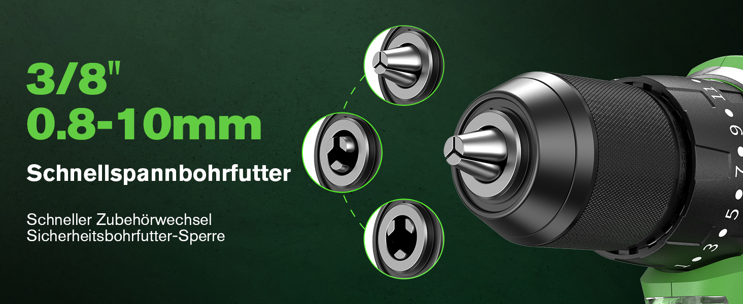 Ginour 21V акумуляторний ударний дриль-шуруповерт, комплект 47 предметів, сумісний з Makita 18V, 50 Nm, 2 швидкості, LED, 10 мм