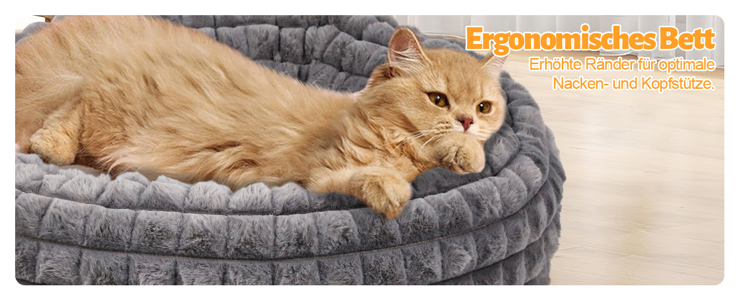 Кішечкове ліжко XIAPIA з м'якого плюшу 58x20 см, зручне та тепле місце для відпочинку котів та маленьких собак, ортопедичне ліжко з неслизьким дном, сірий колір