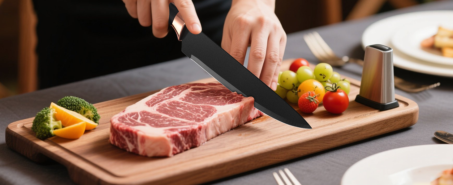 Набір ножів кухонний 6 предметів з блоком, нержавіюча сталь, білий