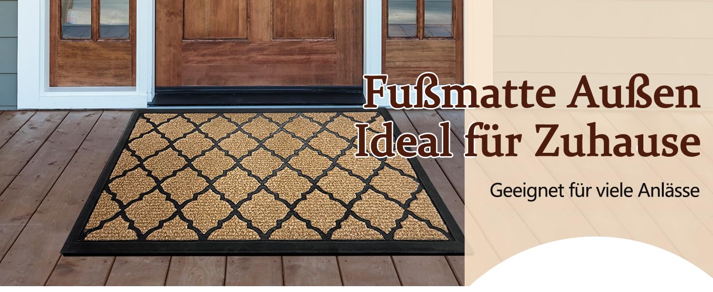 Придверний килимок Qingbei Rina 60x90 см, протиковзний вологопоглинаючий килим для входу, саду та тераси, коричневий, прямокутний