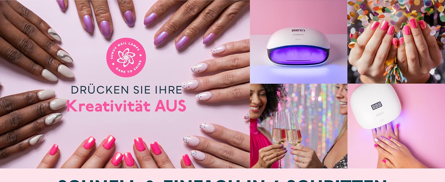 Лампа SUNUV для гель-лаку UV LED, сушарка для нігтів з 4 таймерами, LCD дисплеєм, інфрачервовим сенсором та подвійною швидкістю сушіння, колір Rose (чорний)