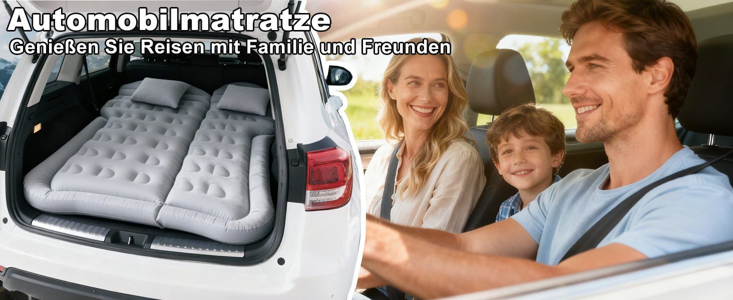 Надувний матрац для авто SUV, вантажівки та кемпінгу - матрац для заднього сидіння з електричною помпою, сірий