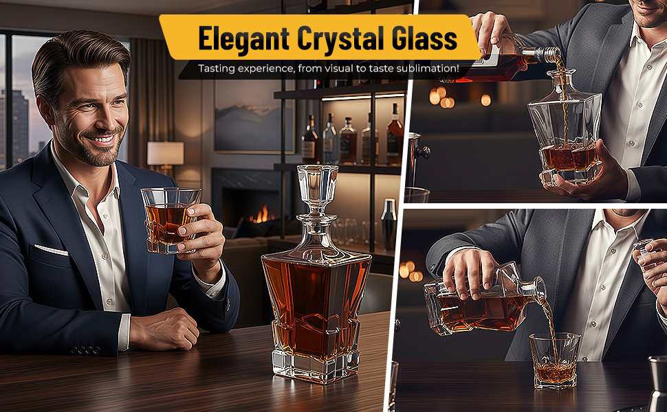 Набір віскі: декантик 800 мл, 2 келихи, 8 каменів, набір віскі та келихів