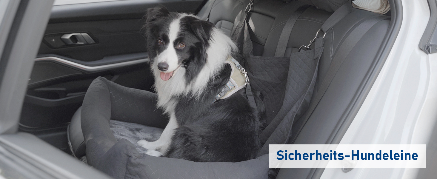 Honey Paws Dog Car Seat for Medium & Large Dogs - Universal Backseat Cover for Small/Medium Dogs up to 25kg - Non-Slip, Washable, Deep Black