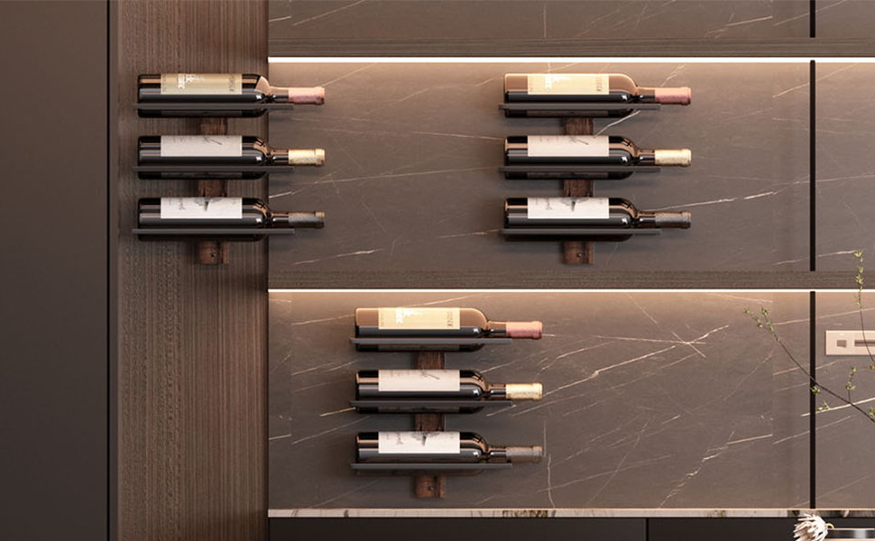 Настінна полиця для вина B4Life на 3 пляшки - чорний колір, 42.5 x 25.2 x 19.1 см