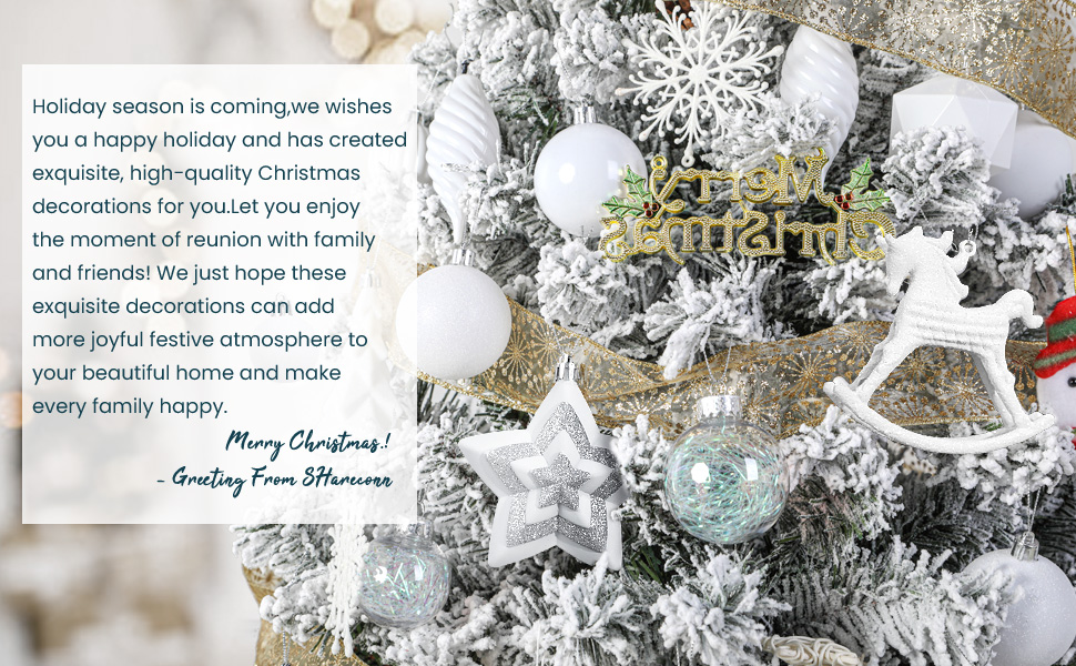 Набір з 100 штучних ялинкових прикрас Shareconn: міцні кульки з гачками, різні розміри та дизайни, для внутрішнього та зовнішнього декору