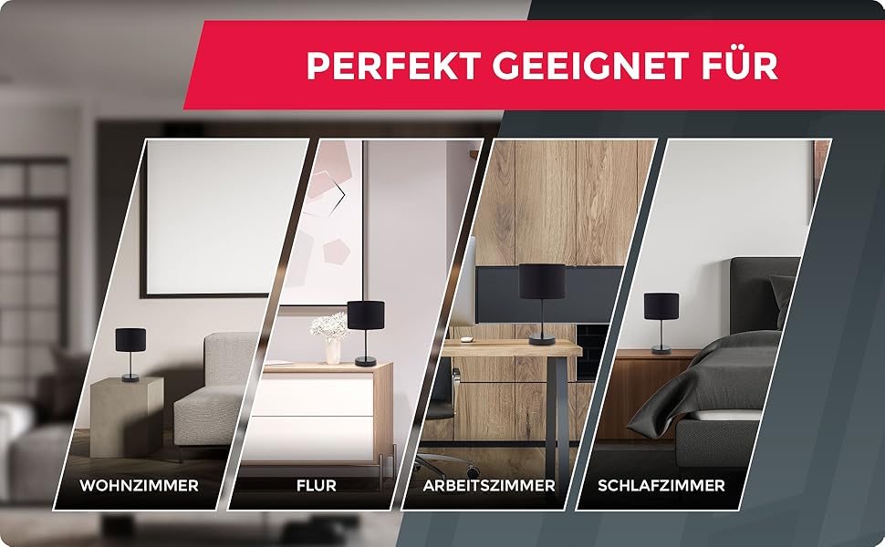 Торшер B.K.Licht: вінтажна настільна лампа з абажуром з тканини, чорно-золота, 33x20 см | Настільна лампа для читання та роботи