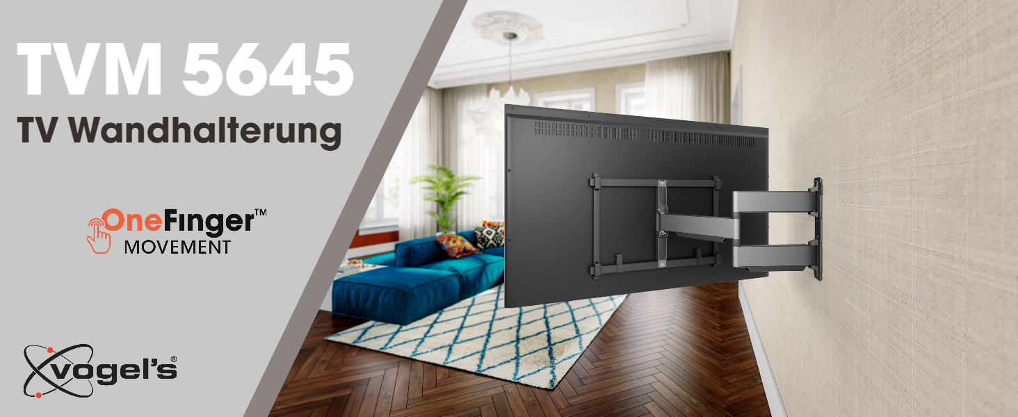 Кріплення для телевізора Vogel's Elite TVM 5445, поворотне, ультратонке, для телевізорів 32-65 дюймів, до 35 кг, поворот до 180°, full-motion, VESA 400x400, універсальне, білий/чорний