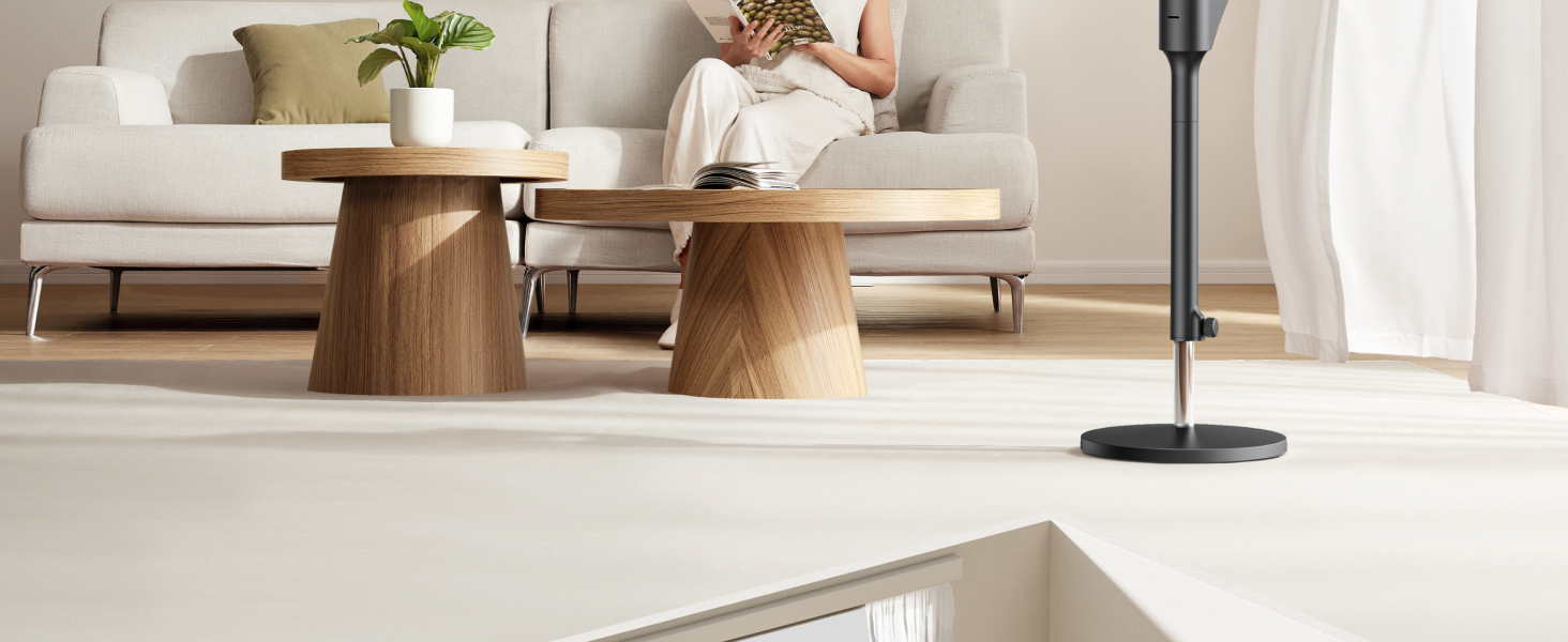 Вентилятор Dreo Leiser Standventilator: тихий, з осциляцією, таймер 6H, дистанційне керування, для спальні, функція ароматерапії (чорний)