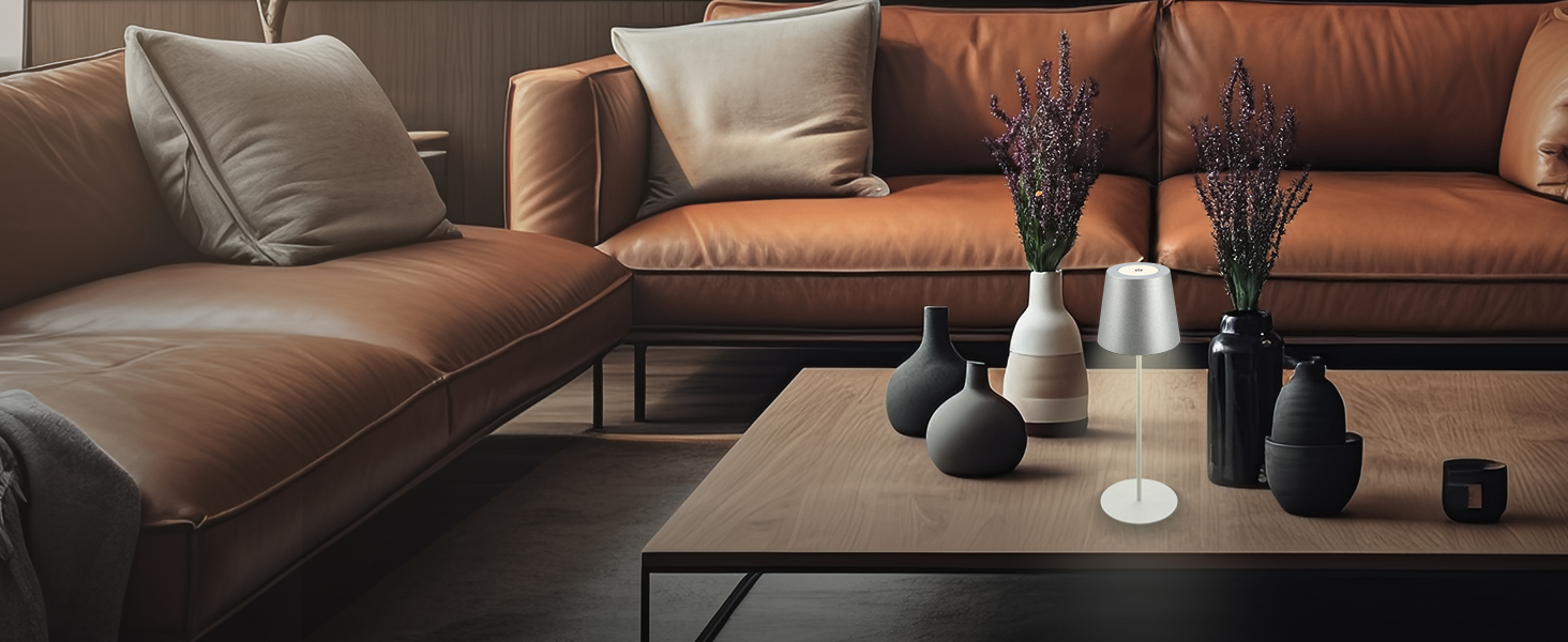 Світлодіодна настільна лампа Briloner бездротова з сенсорним керуванням, димування, регульована висота, бежева 36x10.5 см